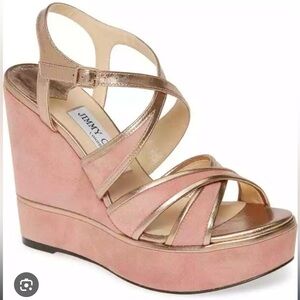 Jimmy Choo Alissa Wedge Sandals
Platform Gold Trim Slingbacks